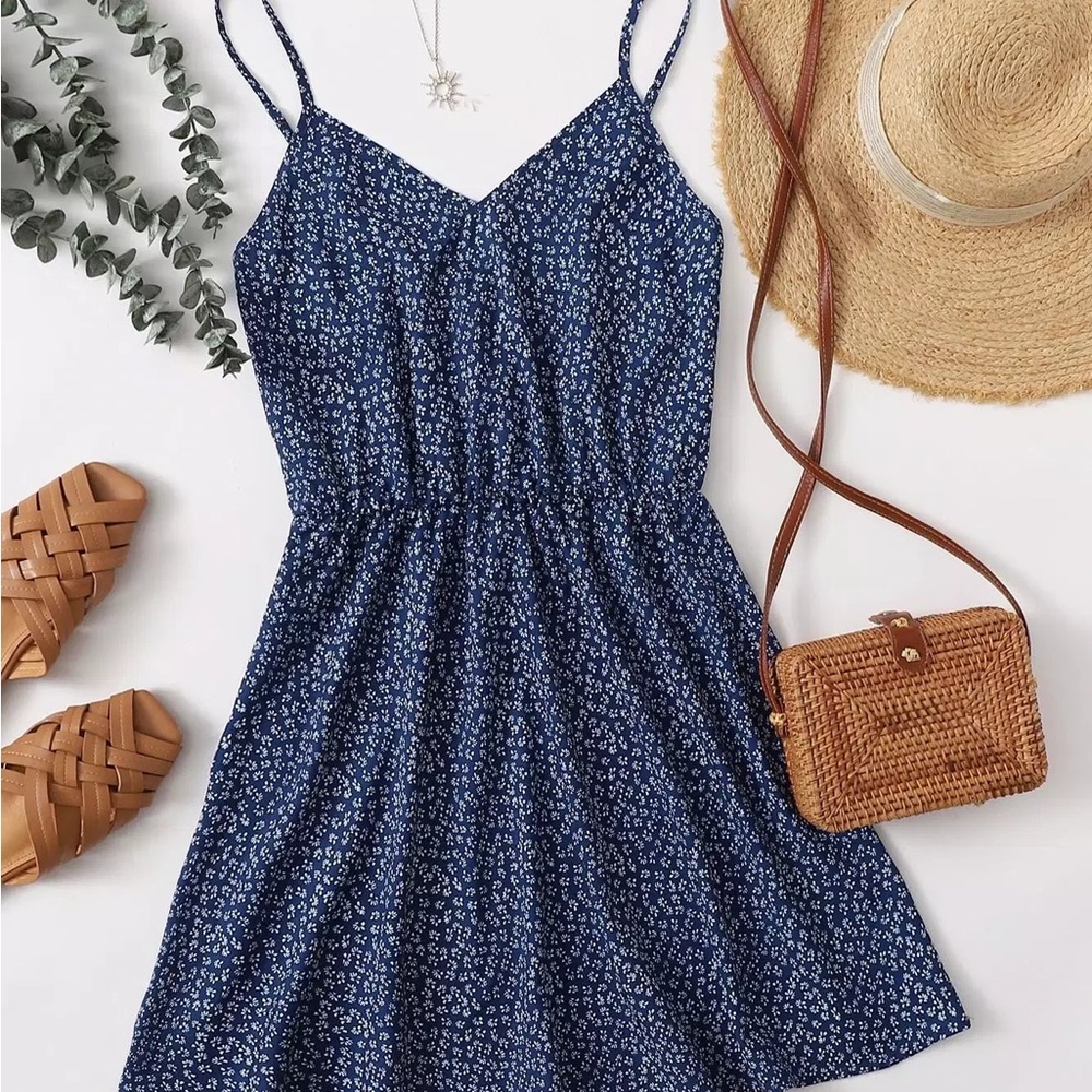 SHEIN Navy Floral Mini Dress